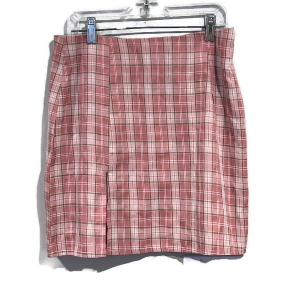 Romwe Plaid Preppy School Girl Pink Mini Skirt